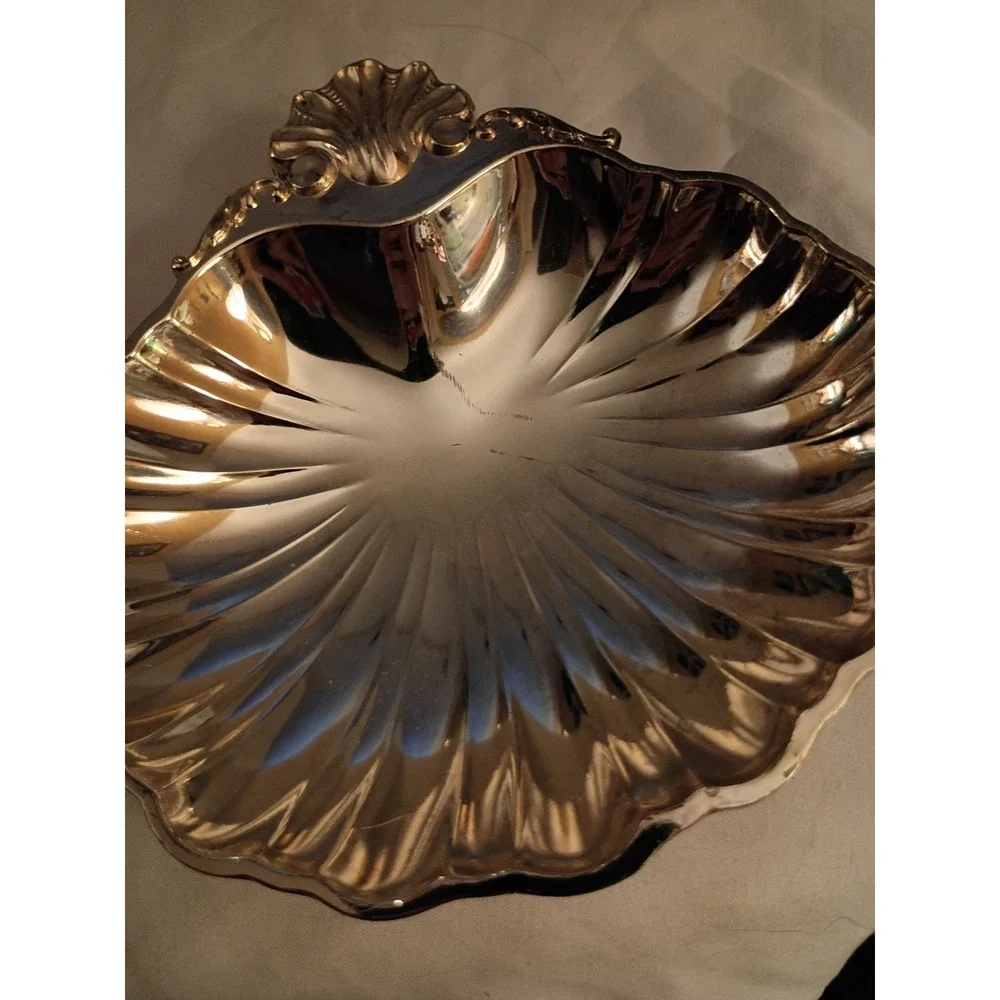 Leonard Silver Plated Shell Dish Vintage Footed Scalloped Catchall Tray Japan